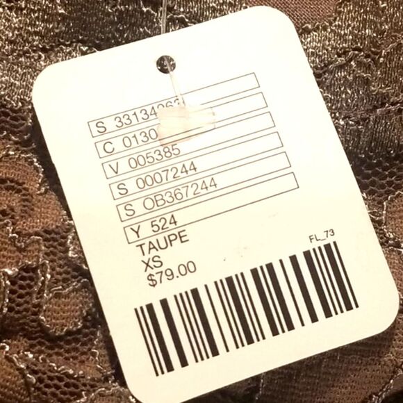 NWT, Kimchi Blue Taupe Colored   Lace Overlay Scalloped Bodycon Mini Dress, XS - Picture 8 of 8